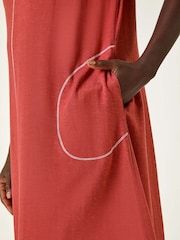 Roman Brown Contrast Stitch Detail A-Line Dress - Image 5 of 5