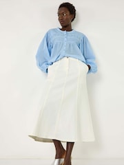 Roman White Denim Panelled Midi Skirt - Image 1 of 5
