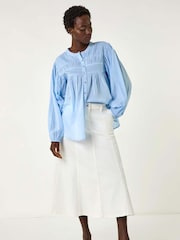 Roman White Denim Panelled Midi Skirt - Image 2 of 5