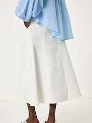 Roman White Denim Panelled Midi Skirt - Image 3 of 5