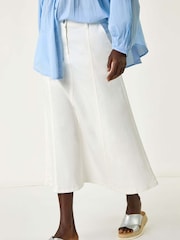 Roman White Denim Panelled Midi Skirt - Image 4 of 5