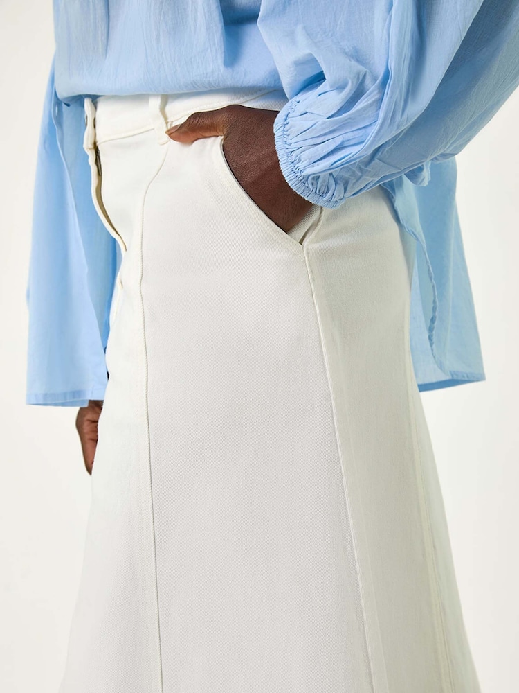 Roman White Denim Panelled Midi Skirt - Image 5 of 5