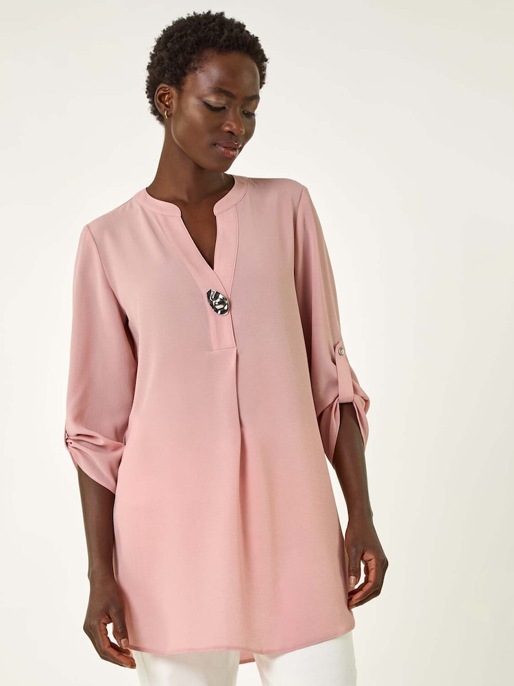 Roman Pink Button Detail Longline Tunic Top - Image 2 of 5