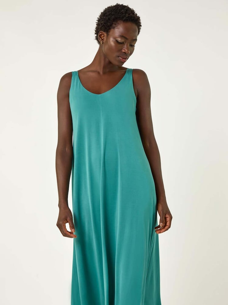 Roman Green Strappy Jersey Midi Dress - Image 1 of 5
