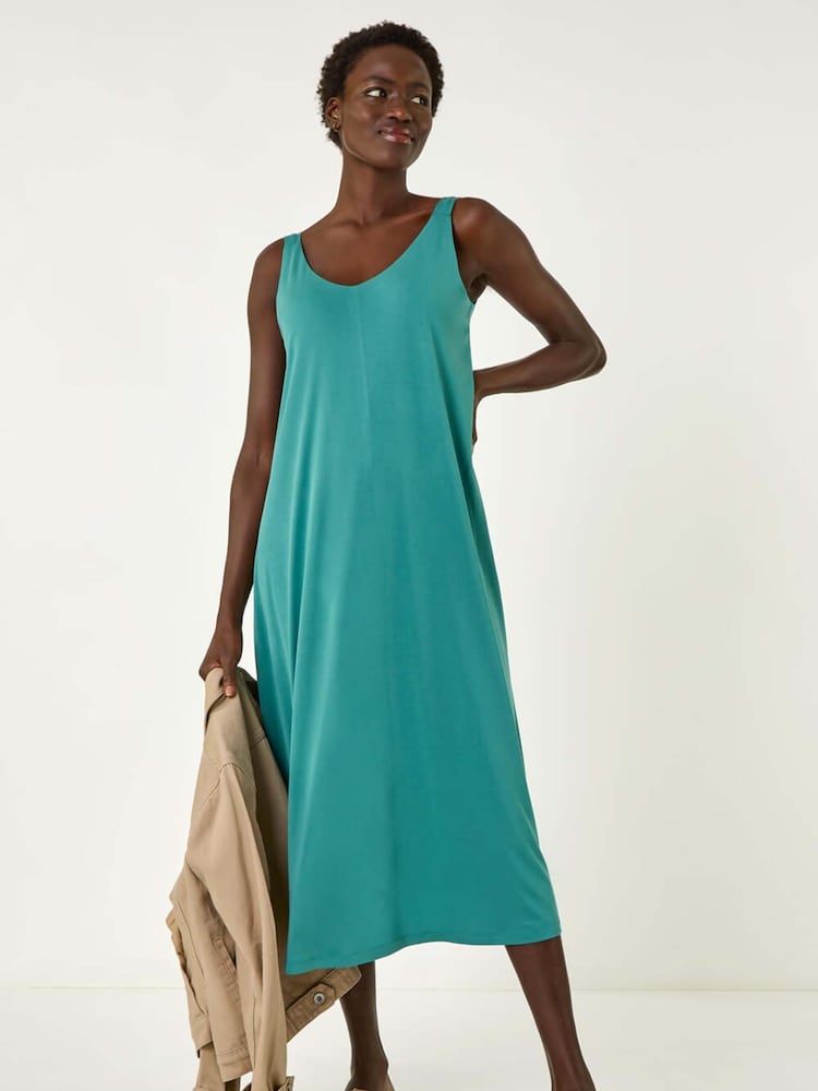 Roman Green Strappy Jersey Midi Dress - Image 2 of 5