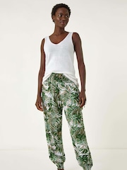 Roman Green Palm Print Tie Pocket Joggers - Image 2 of 5