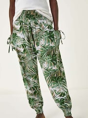 Roman Green Palm Print Tie Pocket Joggers - Image 4 of 5