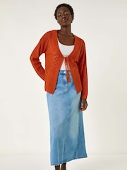 Roman Textured Tie Front Knit Cardigan - Slika 1 iz 5