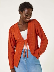 Roman Textured Tie Front Knit Cardigan - Slika 2 iz 5