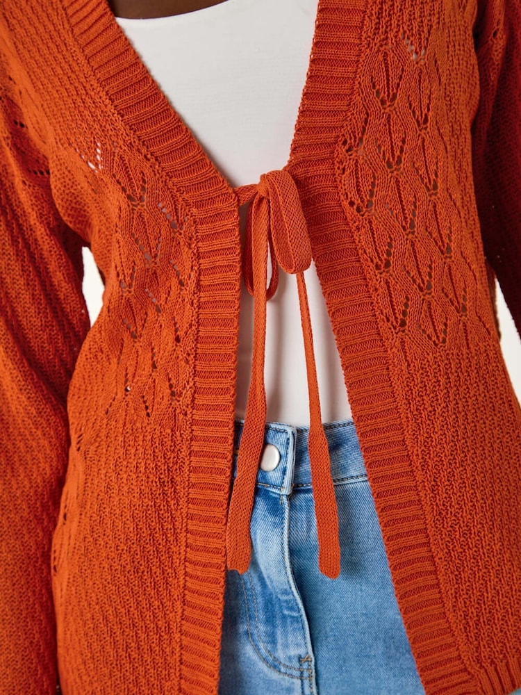 Roman Textured Tie Front Knit Cardigan - Slika 5 iz 5