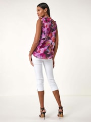 Roman Pink Floral Print Sleeveless Top - Image 4 of 5