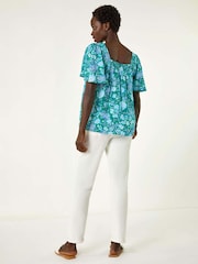 Roman Floral Print Square Neck Top - Imagen 2 de 5