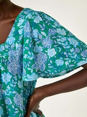 Roman Floral Print Square Neck Top - Imagen 5 de 5