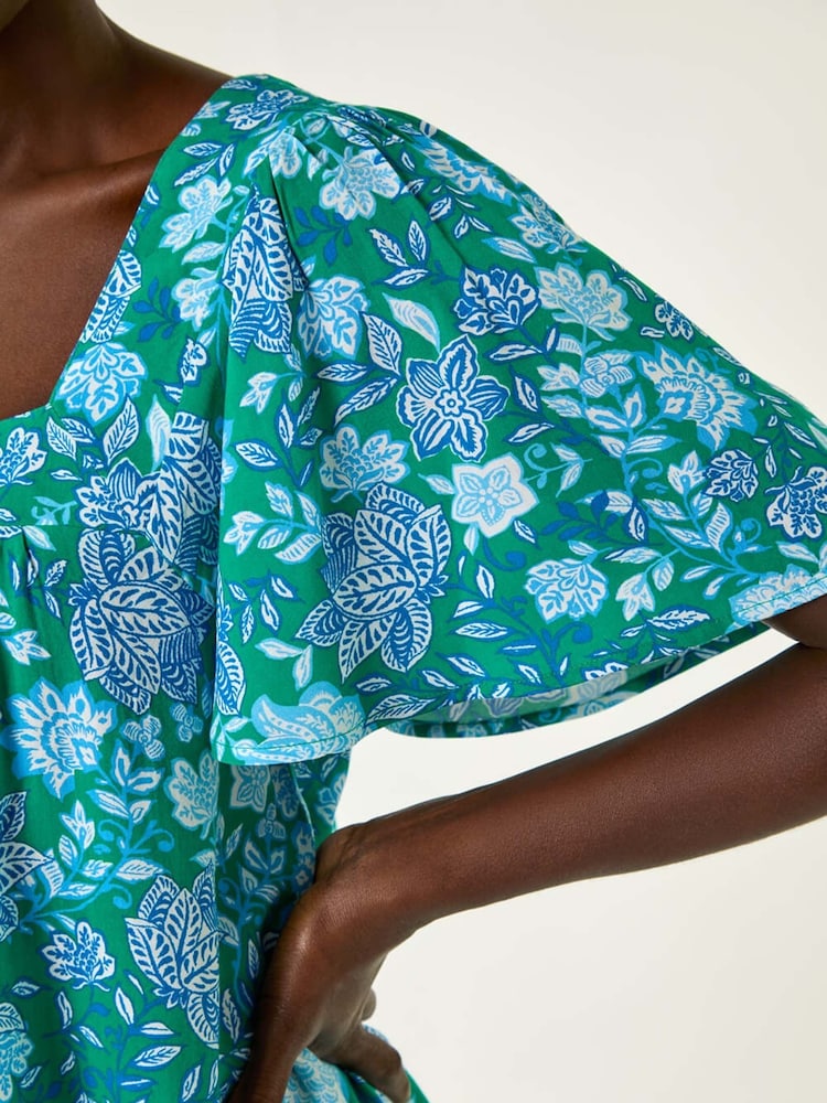 Roman Floral Print Square Neck Top - Imagen 5 de 5