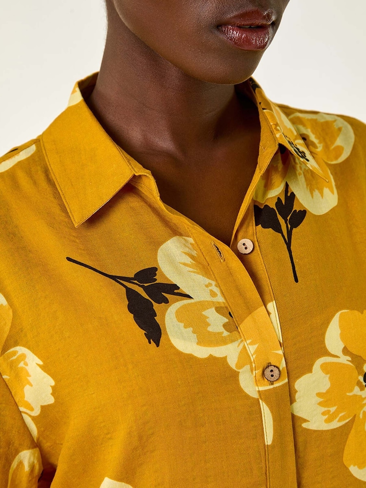 Roman Yellow Longline Floral Print Blouse - Image 5 of 5
