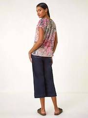 Roman Green Paisley Print V-Neck Raglan Top - Image 3 of 5