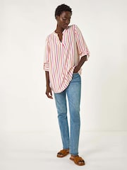Roman Pink Vertical Stripe Pleat Detail Top - Image 2 of 5