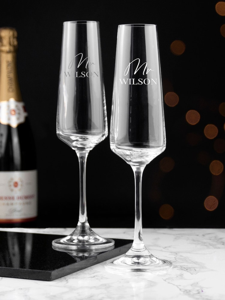 Treat Republic Personalised Couples Champagne Flute Set - Image 1 of 5