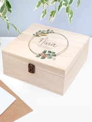 Treat Republic Personalised Medium Floral Print Bridesmaid Keepsake Box (Eucalyptus) - Image 1 of 4