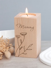 Treat Republic Personalised Floral Wooden Tealight Holder - Image 2 of 4