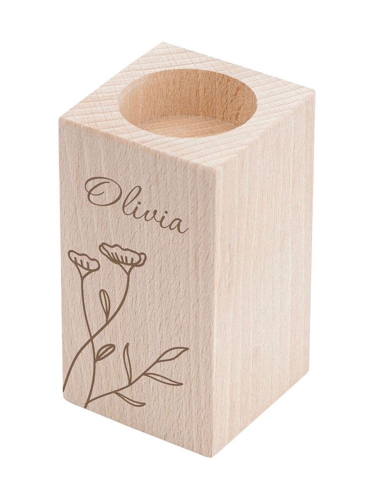 Treat Republic Personalised Floral Wooden Tealight Holder - Image 4 of 4