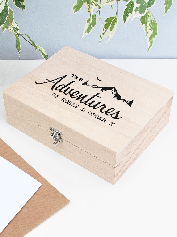 Treat Republic Personalised Small Adventure Memories Wooden Box - Image 1 of 4