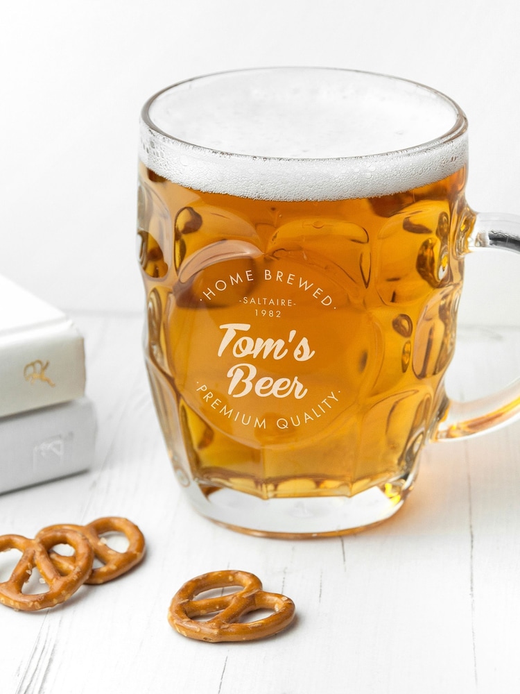 Treat Republic Personalised Home Brewed Dimpled Beer Glass - Image 2 of 4