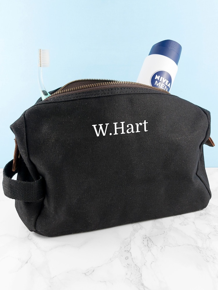 Treat Republic Personalised Mens Vintage Waxed Canvas Wash Bag - Image 1 of 4