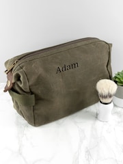 Treat Republic Personalised Mens Vintage Waxed Canvas Wash Bag - Image 1 of 4