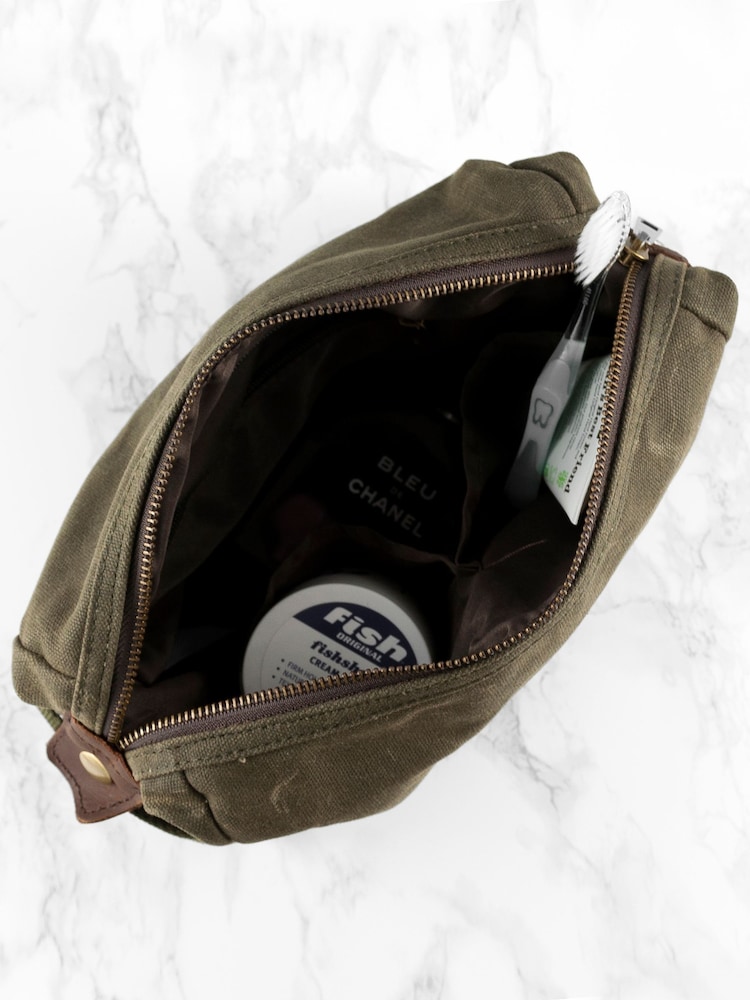 Treat Republic Personalised Mens Vintage Waxed Canvas Wash Bag - Image 2 of 4