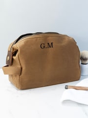 Treat Republic Personalised Mens Vintage Waxed Canvas Wash Bag - Image 1 of 6
