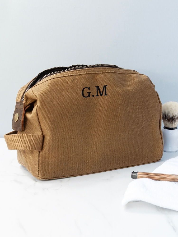 Treat Republic Personalised Mens Vintage Waxed Canvas Wash Bag - Image 1 of 6
