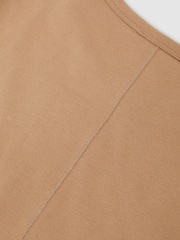 Reiss Camel Jada Cotton Crew-Neck Long-Sleeve T-Shirt With Stretch - Image 6 of 6