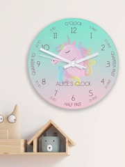 Treat Republic Personalised Large Kids Unicorn Glass Clock - Image 1 of 4
