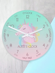 Treat Republic Personalised Large Kids Unicorn Glass Clock - Image 3 of 4