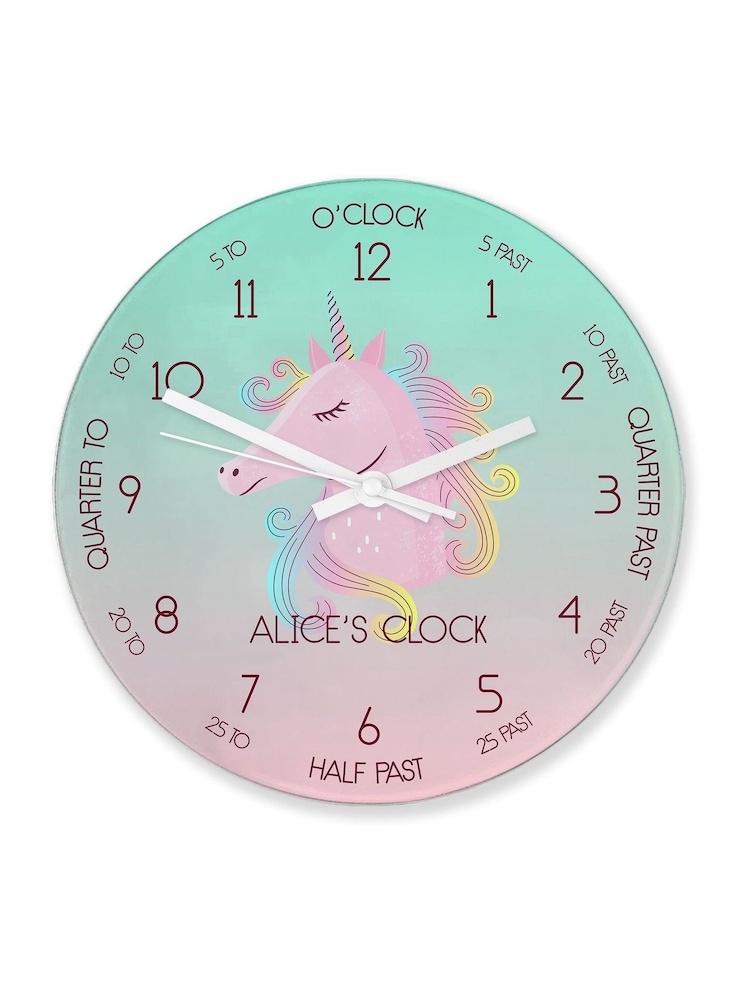 Treat Republic Personalised Large Kids Unicorn Glass Clock - Image 4 of 4