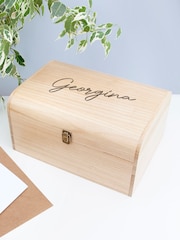 Treat Republic Personalised Large Engraved Name Wooden Keepsake Chest - Image 1 of 5