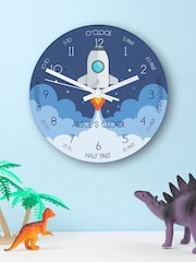 Treat Republic Personalised Large Kids Space Shuttle Glass Clock - Image 1 of 4