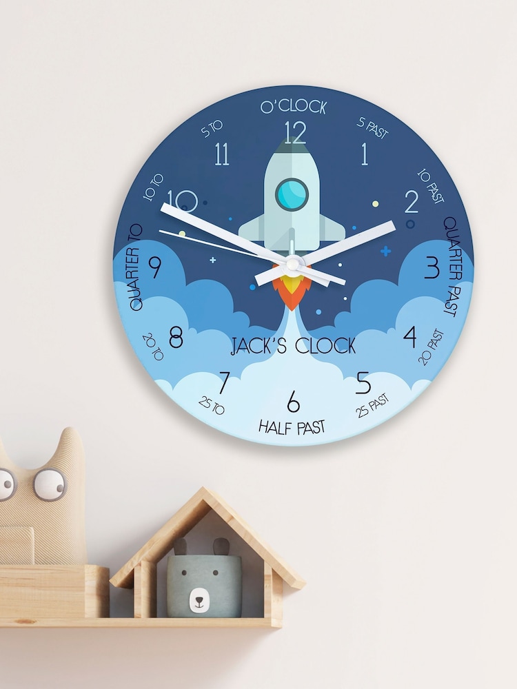 Treat Republic Personalised Large Kids Space Shuttle Glass Clock - Image 2 of 4