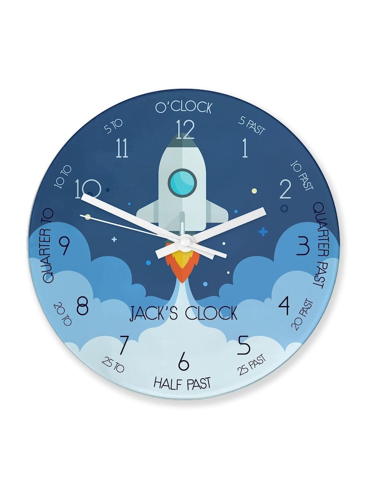 Treat Republic Personalised Large Kids Space Shuttle Glass Clock - Image 4 of 4