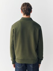 Khaki Green Polo Neck Cotton Rich Jersey Sweatshirt - Image 3 of 7