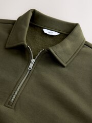 Khaki Green Polo Neck Cotton Rich Jersey Sweatshirt - Image 7 of 7