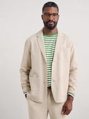 Seasalt Cornwall Natural Mens Messack Cotton-Linen Jacket - Image 1 of 5