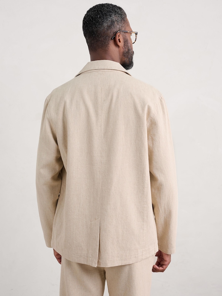 Seasalt Cornwall Natural Mens Messack Cotton-Linen Jacket - Image 2 of 5