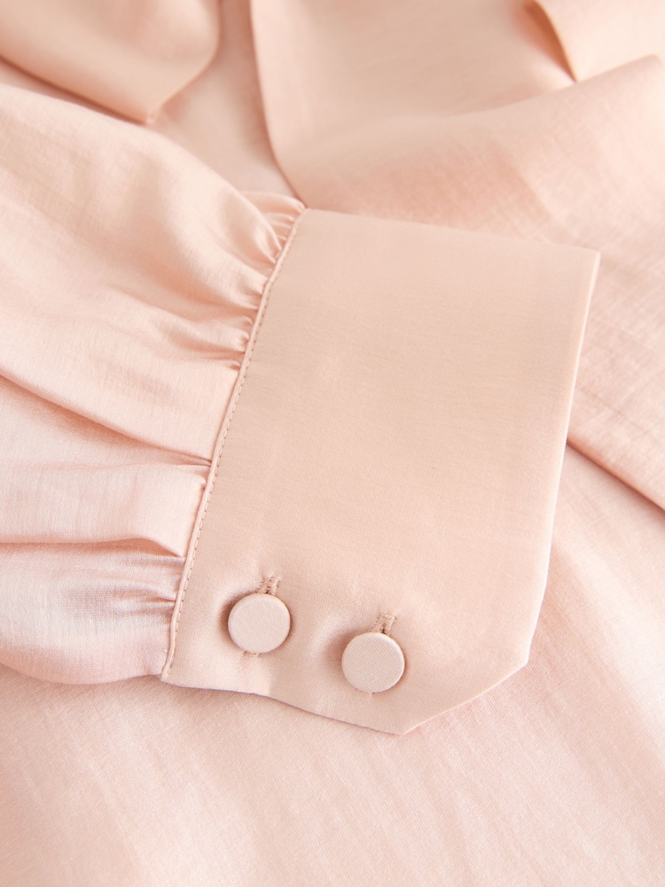 Light Pink Tabitha Simmons X Next Tie-Neck Long Sleeve Blouse - Image 4 of 4