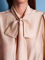 Light Pink Tabitha Simmons X Next Tie-Neck Long Sleeve Blouse - Image 6 of 10