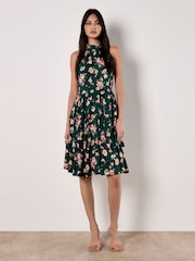 Apricot Green Rock Cress Floral High Neck Dress - Image 1 of 4