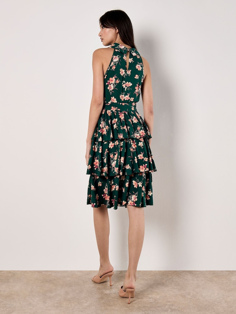Apricot Green Rock Cress Floral High Neck Dress - Image 4 of 4