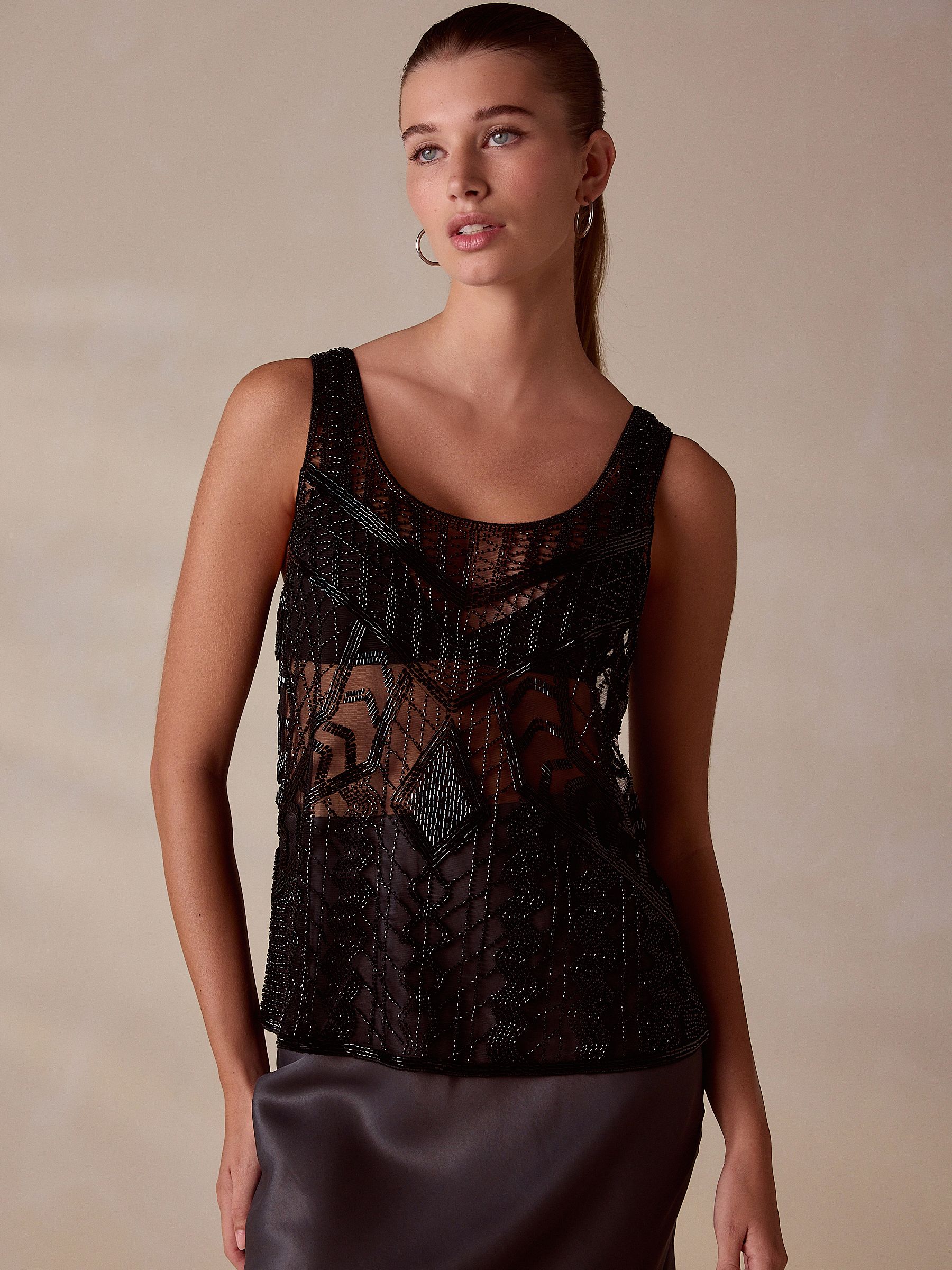 トップス &her Check Cami BLACKIVORY Buy Black N. Premium Beaded Cami Top from Next USA