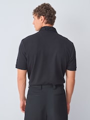 Black Flock Short Sleeve Smart Collar Polo Shirt - Image 3 of 5